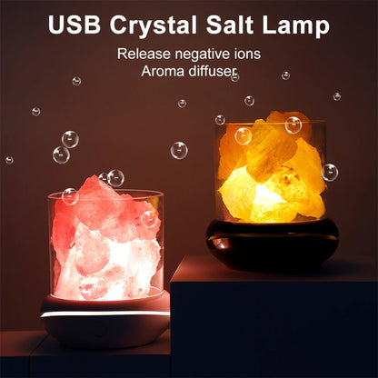 Himalayan Salt Lamp Atural Crystal Hand Carved Night Light Home Decor LED Lamp Air Purifying with Plug Release Negative Ions