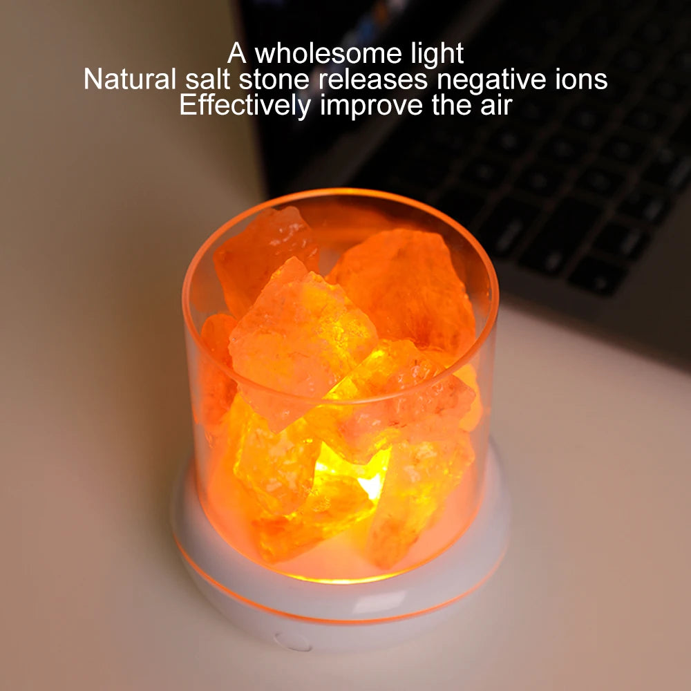 Himalayan Salt Lamp Atural Crystal Hand Carved Night Light Home Decor LED Lamp Air Purifying with Plug Release Negative Ions