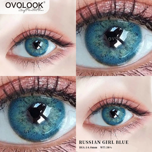 OVOLOOK-2pcs/pair RussianGirl Taylor Colored Lenses Eye Contacts Color Contact Lenses for Eyes Natural Color Lens (Dia:14mm)