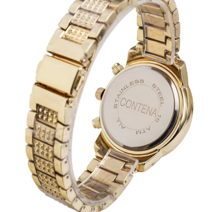 2024 Gold Watch Women Luxury Brand New Geneva Ladies Quartz-Watch Gifts For Girl Full Stainless Steel Rhinestone Wrist Watches