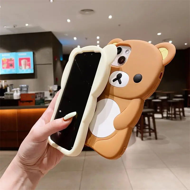 Cartoon Bear Cute 3D Soft Silicone Case for IPhone 13 12 11 14 15 Pro Max XS XR X 7 8 Plus SE 2020 on iPhone 14Pro 15Pro Cover