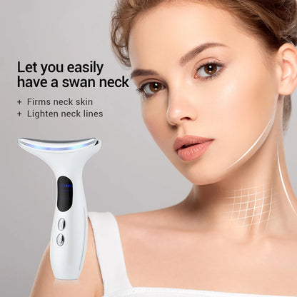 EMS Microcurrent  Face Neck Beauty Device LED Photon Firming Rejuvenating Anti Wrinkle Thin Double Chin Skin Care Facial Massage