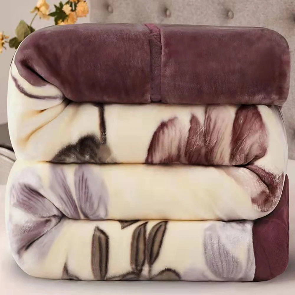 Soft Winter Quilt Blanket For Bed Printed Mink Throw Twin Full Queen Size Double Bed Fluffy Warm Fat Thickened Blankets