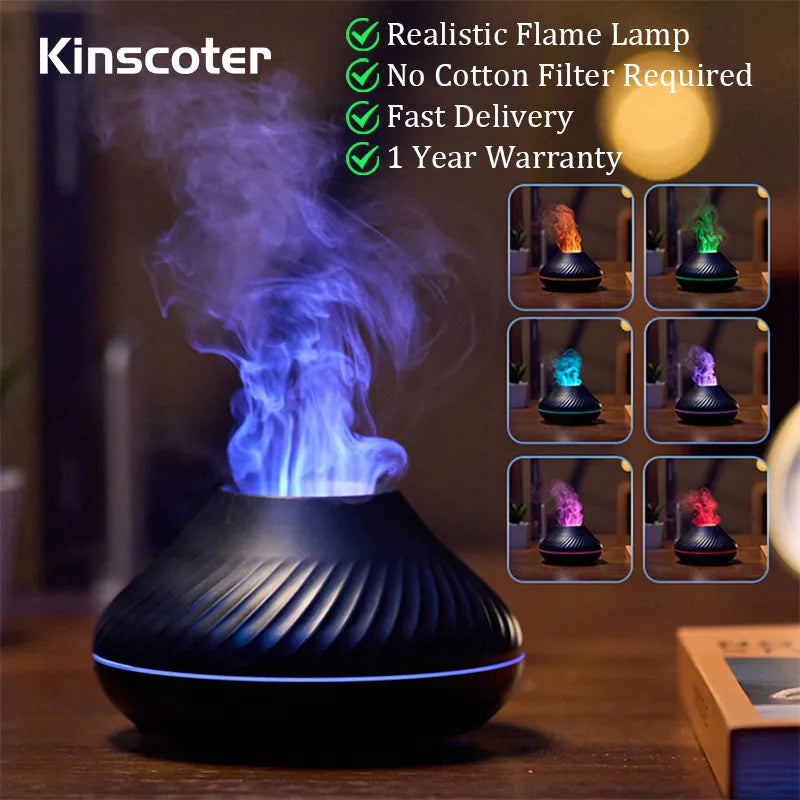 Kinscoter Volcanic Aroma Diffuser Essential Oil Lamp 130ml USB Portable Air Humidifier