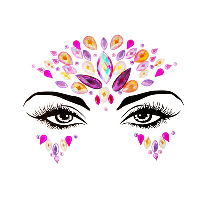 3D Sexy Face Tattoo Stickers Temporary Tattoos Glitter Fake Tattoo Rhinestones Masquerade for Women Party Face Jewels Tattoo