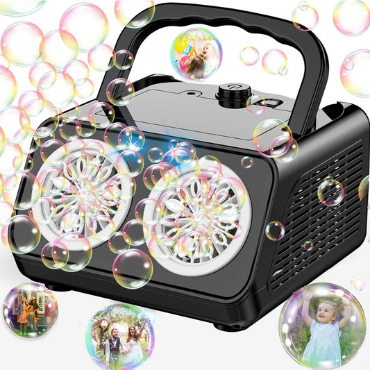 Automatic Bubble Machine Upgrade Bubble Blower with 2 Fans, 20000+ Bubbles Per Minute Bubbles for Kids Portable Bubble Maker Ope