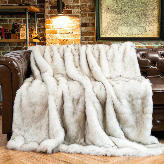 Battilo Faux Fur Blanket Plaid for Sofa Luxury Fox Fur Throw Blanket Winter Warm Fluffy Soft Blankets Bedspread on the Bed