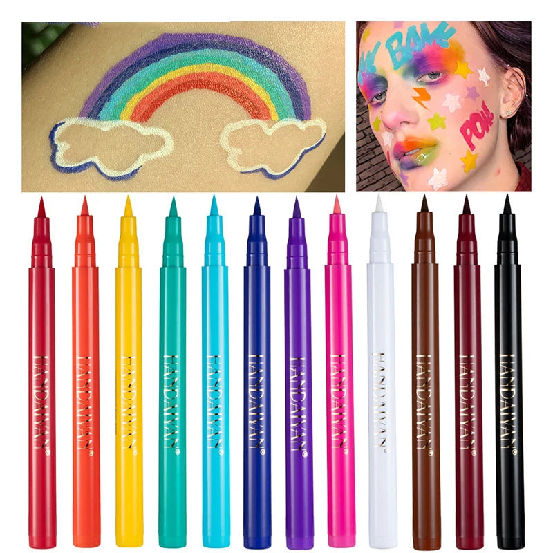 12 Color Option Liquid Eyeliner Pencil Easy To Wear Colorful White Yellow Blue Eye Liner Pen Makeup Cosmetics