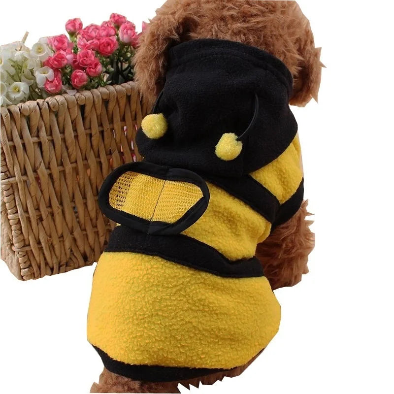 Bee Pet Puppy Coat Apparel Outfit Fleece Clothes Dog Cat Hoodie Fancy Costume  Halloween Cosplay Sweater Dog Hoodies