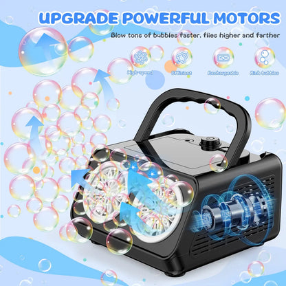 Automatic Bubble Machine Upgrade Bubble Blower with 2 Fans, 20000+ Bubbles Per Minute Bubbles for Kids Portable Bubble Maker Ope