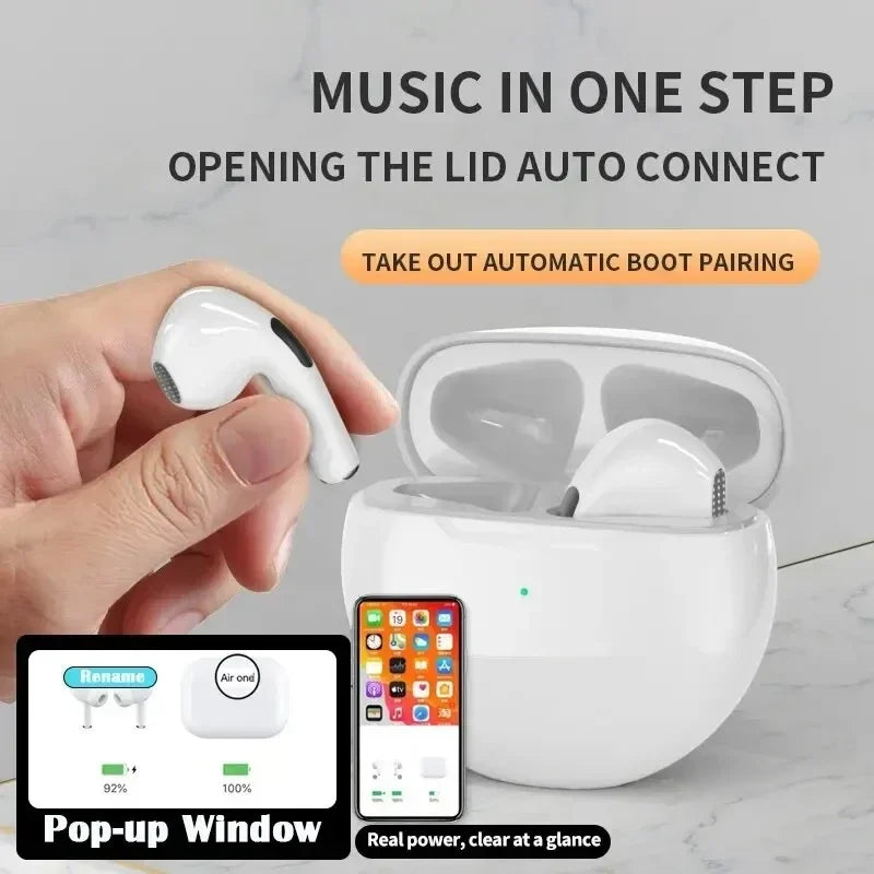 Original Air Pro6 TWS Wireless Bluetooth Earphones Bluetooth Earbuds Stereo Headset Bluetooth Earphonesf or iPhone Xiaomi Huawei