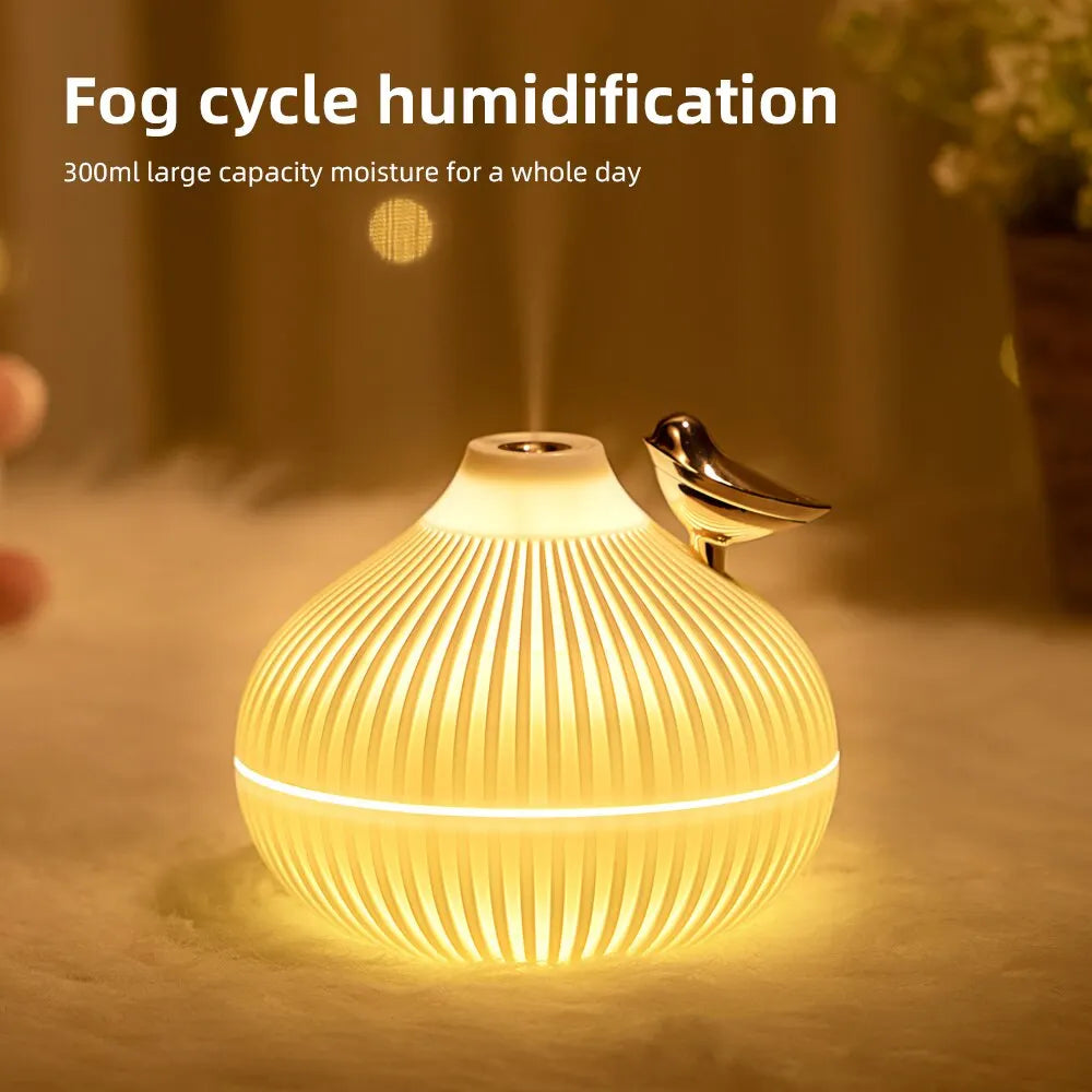 New Design 300ml Small Onion Air Humidifier Aroma Diffuser Portable Led Steam Smart Mist Usb Humidifier Purifier