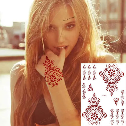 Waterproof Temporary Tattoos for Women Henna Tattoo Stickers Mehndi Design Fake Tattoo for Hand Leg Sleeve Body Art Hena Tatoo