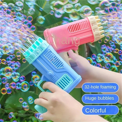 Children's 32 hole bubble machine electric bubble gun outdoor parent-child bubble blowing toys without battery bubble water