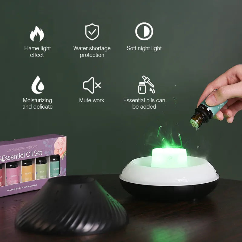 Kinscoter Volcanic Aroma Diffuser Essential Oil Lamp 130ml USB Portable Air Humidifier