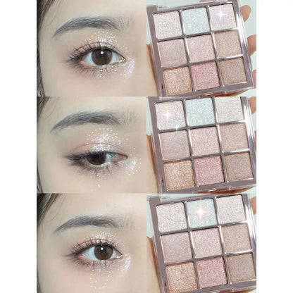 9-Color Eye Shadow Palette Glitter Pearly Eyeshadow Palette Nude Long Lasting Korean Charming Eyes Make Up Palette Cosmetics