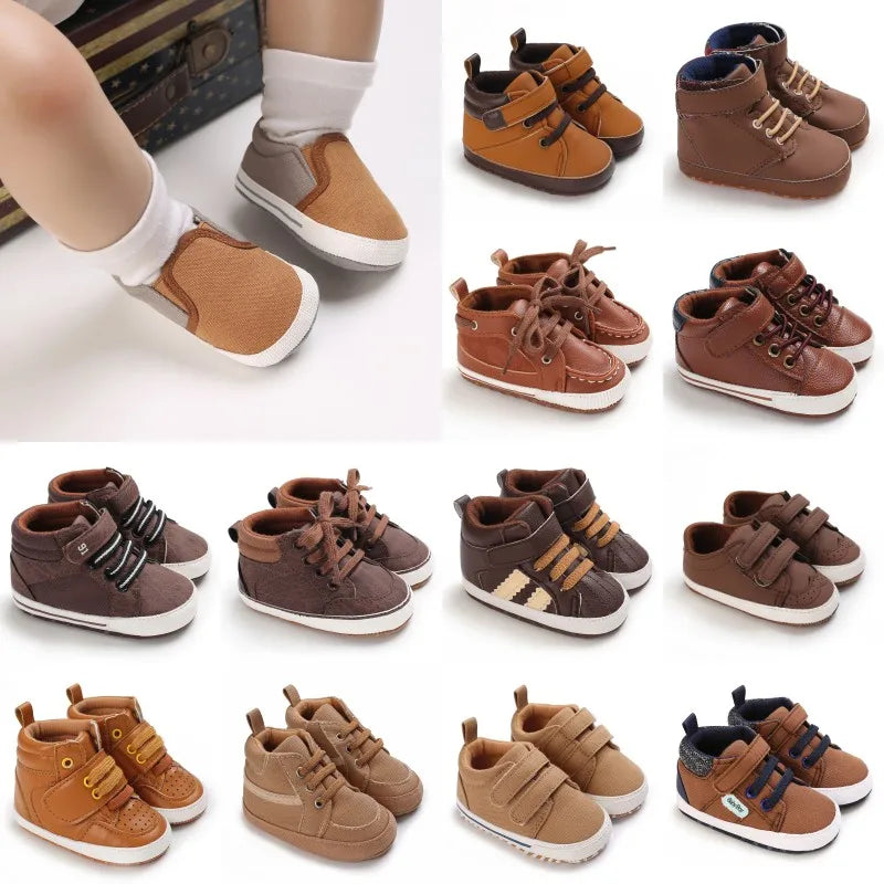 Newborn Male Baby Shoes Soft Soled Crib Shoes Warm Boots Anti Slip Sports Shoes 0-18 Months Old The First Walking Shoe