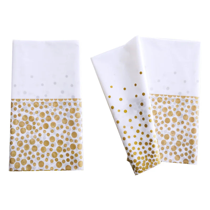 PEVA Dot Confetti Tablecloths for Rectangle Tables Disposable Table Cloths Covers Gold Party Wedding Bridal Shower 54" x 108"