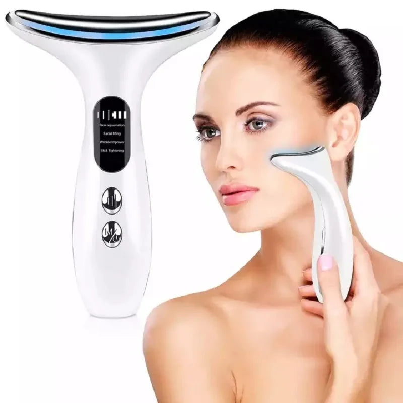 EMS Microcurrent  Face Neck Beauty Device LED Photon Firming Rejuvenating Anti Wrinkle Thin Double Chin Skin Care Facial Massage