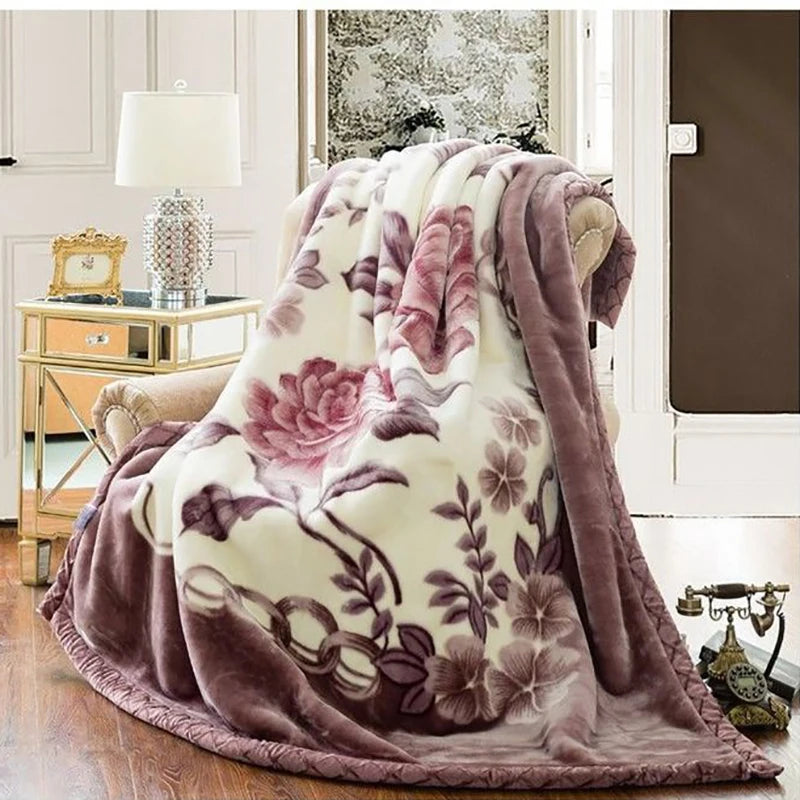 Soft Winter Quilt Blanket For Bed Printed Mink Throw Twin Full Queen Size Double Bed Fluffy Warm Fat Thickened Blankets