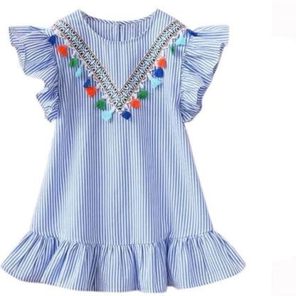 New Kids Dresses for Girls Clothes Summer Girl Stripe Princess Dress Toddler Baby Dress 1 2 3 4 5 6 7 Years Children's Clothing