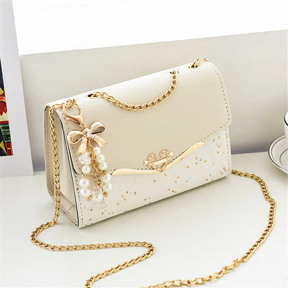 Fashion Messenger Bag Women Trendy Sequin Single Shoulder Bags Mobile Phone Pouch Ladies PU Leather Handbag with Tassel Pendant