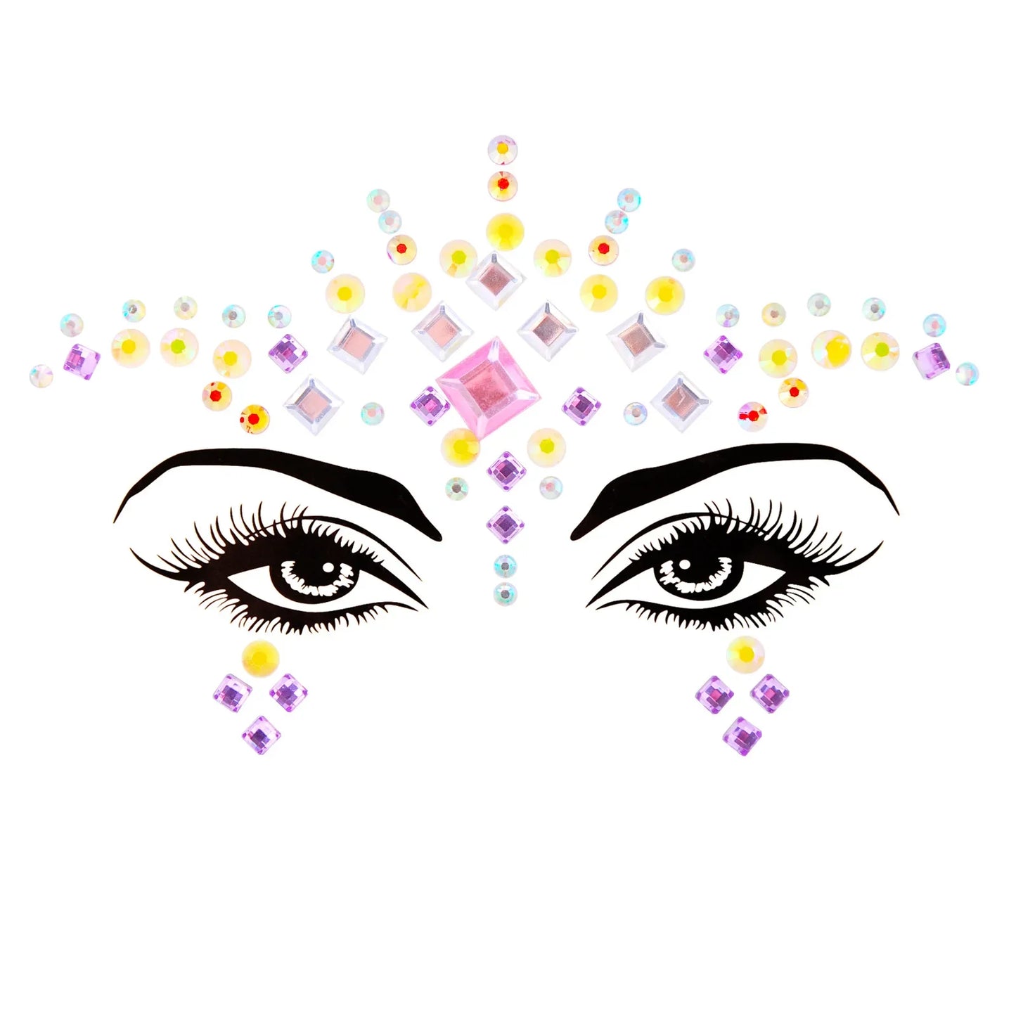 3D Sexy Face Tattoo Stickers Temporary Tattoos Glitter Fake Tattoo Rhinestones Masquerade for Women Party Face Jewels Tattoo