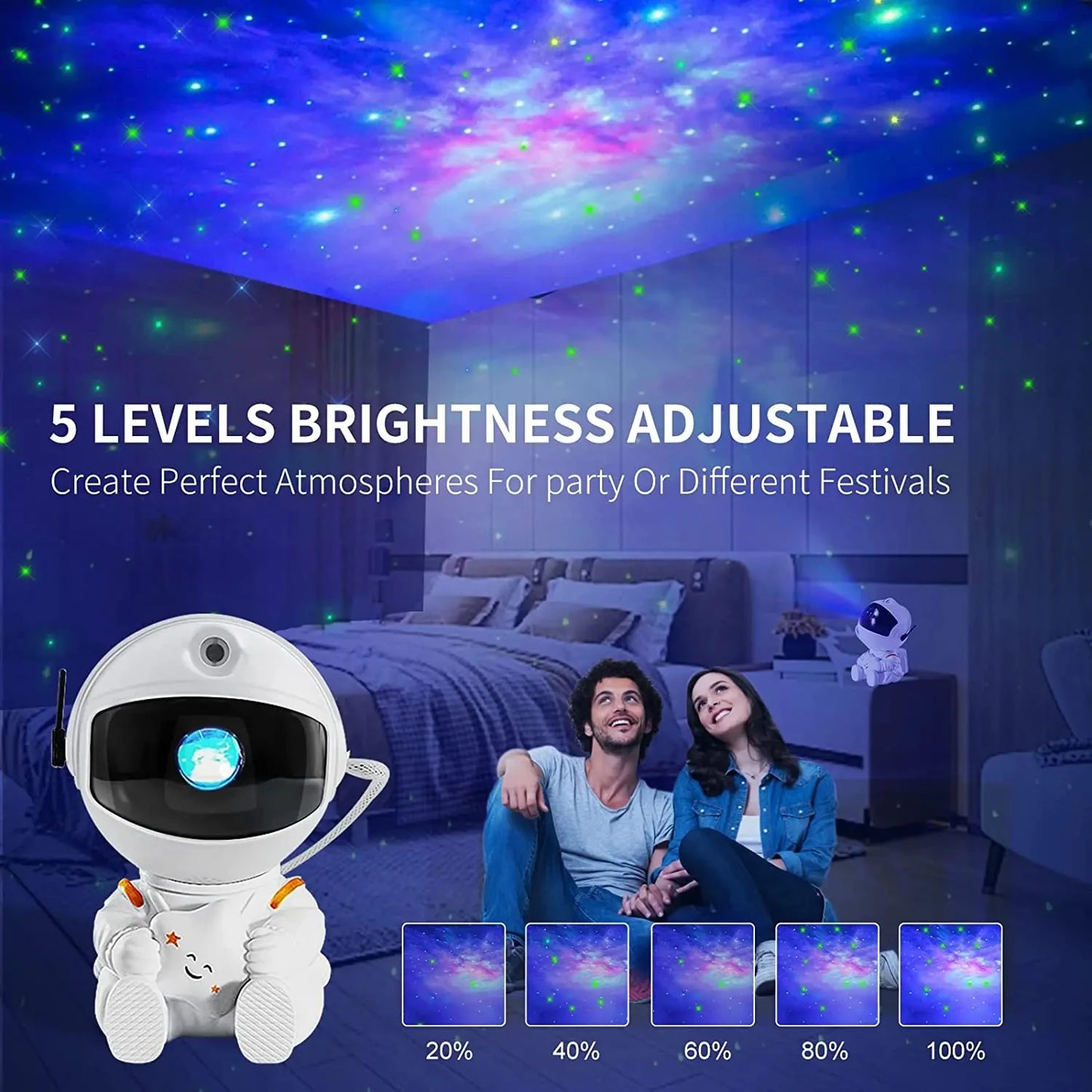 Astronaut Star Projector Night Light with Remote Control 360 Adjustable Design Bedroom Nebula Galaxy Projector Lights Kids Gift